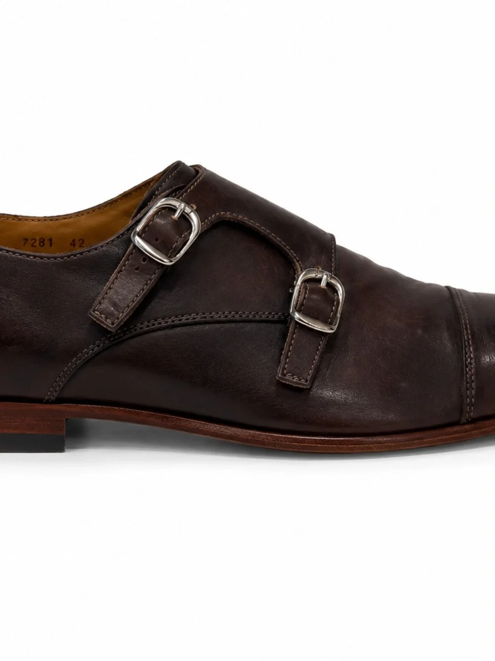 Antonio Maurizi Men's Double Monk Strap Oxfords in Dark Brown Leather